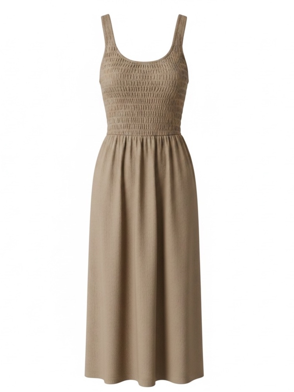 Old Navy Beige Smocked Maxi Dress Small Sleeveless Scoop Neck NWT